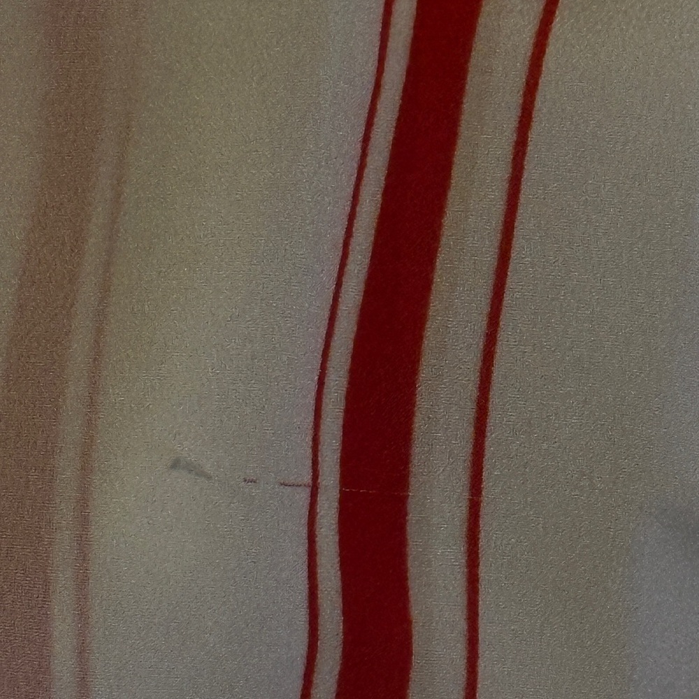 Banana Republic Semi-Sheer White Blouse with Red Stripes and Crochet Trim - Picture 8 of 9